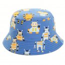 Wholesale blue childs robot printed bush hat