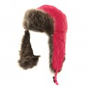 Wholesale girls red quilted trapper hat with faux fur trim