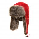 Wholesale girls dark red quilted trapper hat with faux fur trim