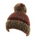 Bulk chunky knitted bobble hat for girls in dark pink