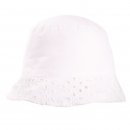 Wholesale girls white bush hat with cutout floral brim