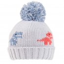 Wholesale boys dinosaur bobble hat in white