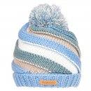 C668 - GIRLS CHUNKY KNIT STRIPY BOBBLE HAT