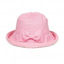 C690- GIRLS GINGHAM TURN UP BRIM SUN HAT