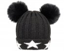 C692- GIRLS DOUBLE POM POM WITH PRINTED STARS ON THE BRIM