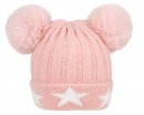 C692- GIRLS DOUBLE POM POM WITH PRINTED STARS ON THE BRIM