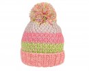 C702- GIRLS KNITTED BOBBLE HAT WITH FLEECE LINING