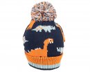 C707- BOYS DINO PRINT KNITTED BOBBLE HAT