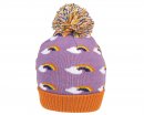 C708- GIRLS RAINBOW PRINT KNITTED BOBBLE HAT