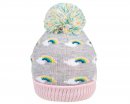 C708- GIRLS RAINBOW PRINT KNITTED BOBBLE HAT