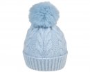 C715- GIRLS CABLE KNIT BOBBLE HAT