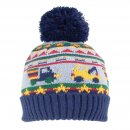 C763- BOYS TRUCK PRINT KNITTED BOBBLE HAT- WITH LINING
