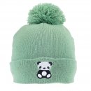C765- GIRLS PANDA PRNIT KNITTED BOBBLE HAT- WITH LINING