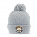 C768- KIDS MONKEY PRNIT KNITTED BOBBLE HAT- WITH LINING