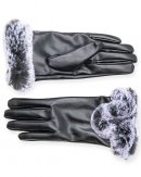 GL1264- LADIES PU GLOVES WITH LARGE FAUX FUR CUFFS