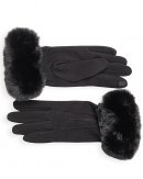 GL1266-LADIES TOUCH SCREEN GLOVES WITH LARGE FAUX FUR CUFFS