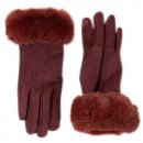 GL1283- PK OF 12- LADIES GLOVE WITH FAUX FUR AROUND THE CUFF