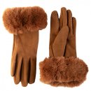 GL1297- PK OF 12- LADIES GLOVE WITH FAUX FUR AROUND THE CUFF