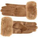 GL1305- PK OF 12- LADIES GLOVE WITH FAUX FUR AROUND THE CUFF