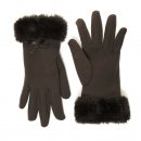 Wholesale womens black gloves with black faux fur cuff