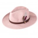 Wholesale ladies natural wool felt fedora with feather trim