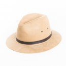 Wholesale unisex natural faux suede fedora with faux leather band