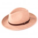 Wholesale ladies natural wool felt fedora with faux leather band