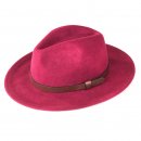 Wholesale ladies red wool fedora with faux leather band