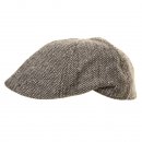 Wholesale dark grey tweed shaped flat cap with preformed peak