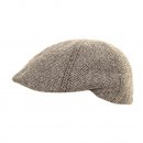 Wholesale grey tweed shaped flat cap with preformed peak