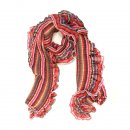 Wholesale ladies gabby red check and frilly lightweight scarf