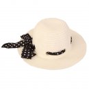 Wholesale white womens wide brim straw with scarf