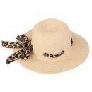 Wholesale beige womens wide brim straw with scarf