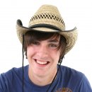 Wholesale adults straw cowboy hat with shapeable brim on model