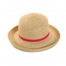 Wholesale ladies mottled straw hat with pink slim band