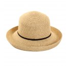 Wholesale ladies mottled straw hat with blue slim band