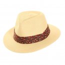 Wholesale mens straw fedora with red paisley print