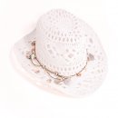 Wholesale ladies white straw cowboy hat with shell band