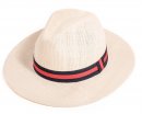 S296 - MENS STRAW FEDORA WITH NAVY PATTERN BAND