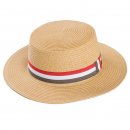 Wholesale ladies straw boater hat with red band