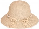 S415- LADIES SHORT BRIM STRAW HAT WITH SHELL/BEAD BAND