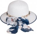 S418- LADIES WIDE BRIM STRAW WITH SCARF BAND