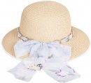 S418- LADIES WIDE BRIM STRAW WITH SCARF BAND