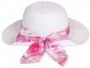 S420- LADIES STRAW WIDE BRIM HAT WITH SCARF BAND