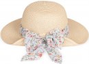 S421- LADIES STRAW WIDE BRIM HAT WITH SCARF BAND