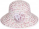 S422- LADIES SHORT BRIM STRAW/FLORAL HAT WITH FLOWER DETAIL