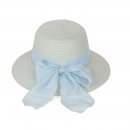 S429PS- LADIES PASTEL STRAW FEDORA HAT WITH RIBBON BAND