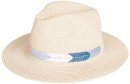 S432- LADIES STRAW FEDORA HAT WITH DETAILED BAND