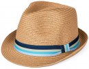S442- MENS STRAW TRILBY WITH BLUE STRIPE BAND