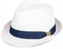 S444- LADIES STRAW TRILBY HAT WITH RIBBON BAND